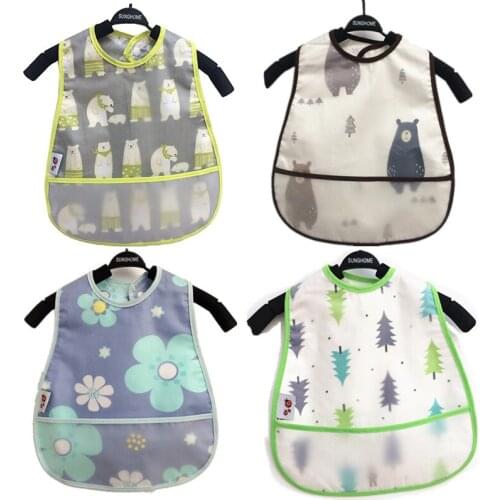 Cartoon Baby Bibs EVA Waterproof Feeding Bibs Unisex Washable Bibs For Girls Boys Burp Cloths with Pocket