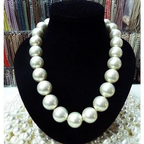 RARE Huge 12mm White South Sea Shell Pearl Necklace 18"