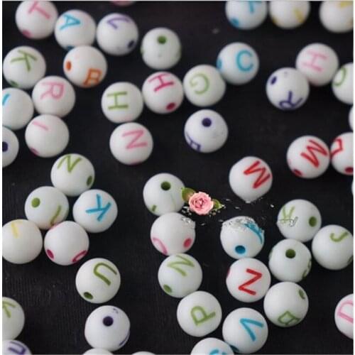 Gift Kids DIY Acrylic Crafts Beads Bracelet Making Handmade Loom Bands Alphabet Letters Round Balls 8mm 200Pcs/Bag