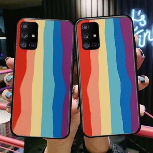 Luxury Colorful Rainbow Phone Case Hull For Samsung Galaxy A50 A51 A71 A70 A52 A40 A30 A31 A80 A20E 5G S Black Shell Art Cell C