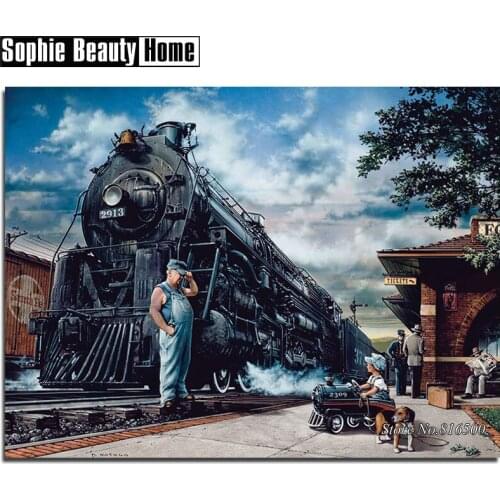 Needlework 5D Diy Diamond Painting Scenery Fat Man Train Cross Stitch Diamond Embroidery Full Drill Diamond Mosaic Picture187350