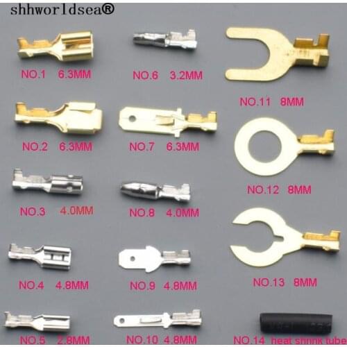Shhworldsea 300pcs mix 2.8MM 4.8MM 6.3MM choose from 14 kinds model copper auto Terminal Connector auto car terminals