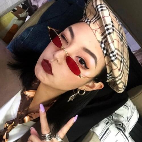 Oval Metal Frame Sunglasses Women Cat Eye Cool Small Fashion Sun Glasses Shades Ocean Color Oculos De Sol Feminino UV400