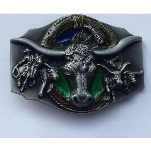 Longhorn Bull Western Belt Buckle