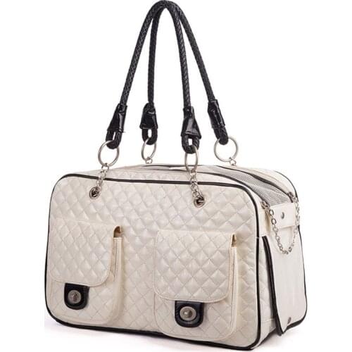 Leather Luxury Portable Pet Handbag Travel Bags Dog Cat Carrier Bag Breathable Dog Cat Chihuahua Carrier Outgoing Pet Bag