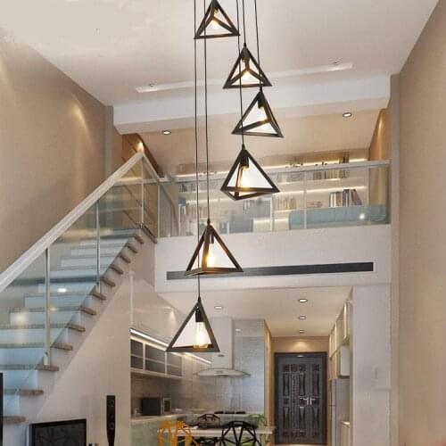 Stairs lights Simple lamp modern rotary staircase pendant light double building long villa staircase lamp lighting FG37