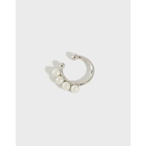 ONLY 1PC 100% real. Authentic 925 Sterling silver Shell Pearl round &ball Ball Clip Earrings (No pierced) Fine jEWELRY TLE622