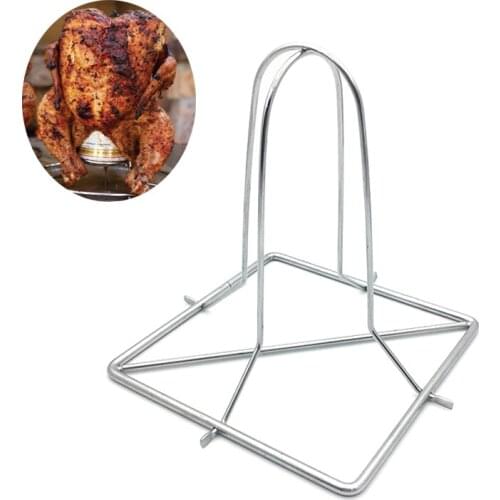 BBQ Stand Upright Beer Roaster Rack Outdoor Camping Baking Grilled Stainless Steel Chicken Holder Non-Stick Chicken Duck