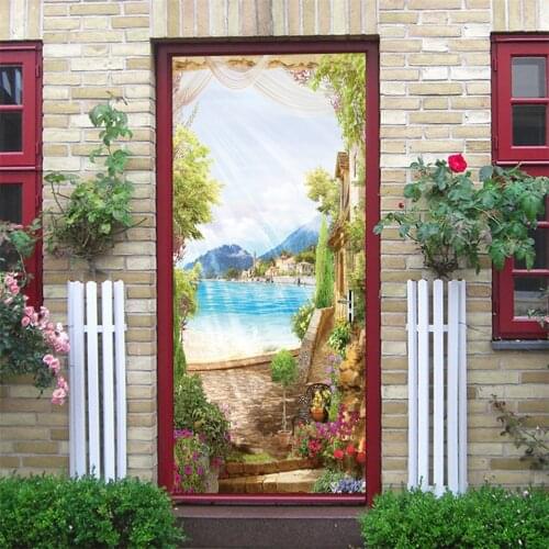 90*200cm Sunny Day Stickers on the Doors Vinyl Peel and Stick Wallpaper Bathroom Bedroom Poster Decals Home Design deursticker