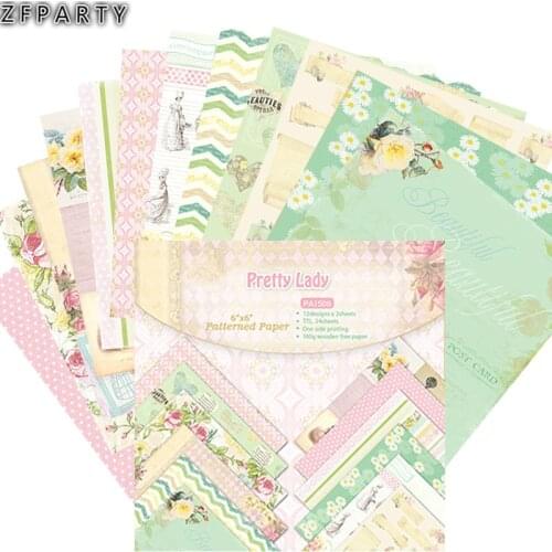 ZFPARTY 12pcs 6" Single-side Printed Pretty Flowers pattern creative papercraft art paper handmade scrapbooking kit set book