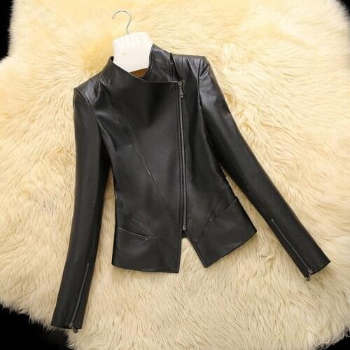 Casual 2020 Spring Autumn Genuine Leather Jacket Real Sheepskin Coat For Women Short Black Slim Jackets Outerwear 18019 s