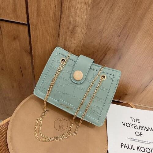 PU Leather Womens Bag 2021 New Crocodile Pattern Shoulder Bag Fashion Trend Ladies Chain Handbag Simple Zipper Small Square Bag