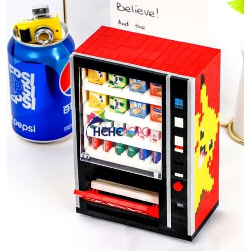 ZRK New Coming Mini Popular Vending Machine Building Blocks Bricks City Accessories Drink Food Case Kits Set DIY Toys for Kids