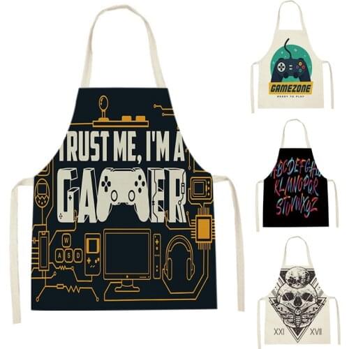 1Pcs Letter Play Game Apron for Women Sleeveless Alphabet Gamepad Aprons Home Cooking Baking Bib Cleaning Tools 68-55 Pinafores