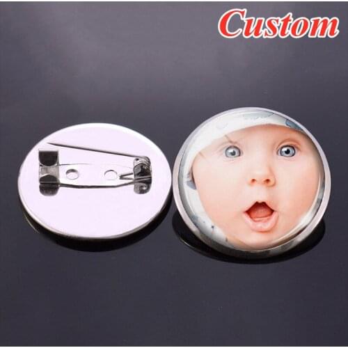 1PCS Personality Retro 25MM Custom Brooch Glass Badge Custom Photo Friend Family Baby Pet Lover Company Logo Custom CreativeGift