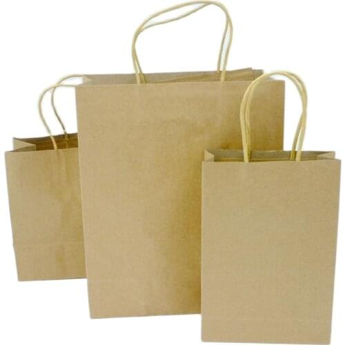 100pcs Recycled Wholesale Custom Shopping Cheap Brown Kraft Paper Bags with Handles