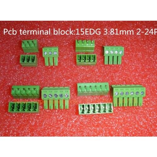 15EDG 3.81mm 2-24P Pcb terminal block Straight foot Bent foot copper Environmental protection