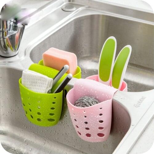 2pcs/lot Kitchen sink water rack hanging basket shelf sponge storage bag faucet rack drain rack (Free Choose Color)
