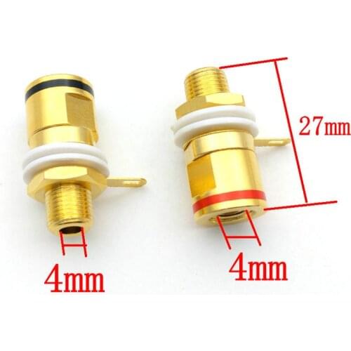 20pcs copper Gold Plated Speaker Binding Post Terminal Socket Cable 4mm