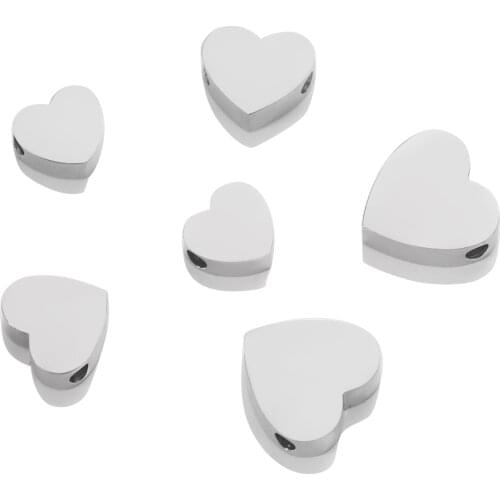 5pcs Stainless Steel Heart Charm Pendants Bracelet Necklace DIY for Jewelry Making Accessories Findings