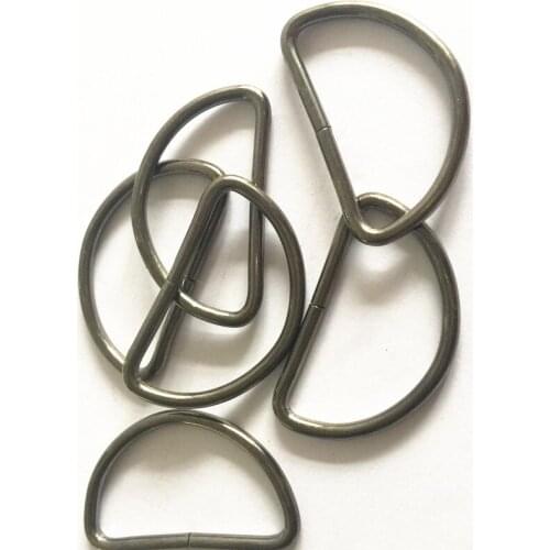 50pcs/Pack 40mm Non Welded D Shaped Dee Rings Gun Black Metal Plated D-Ring For Webbing Strapping Garment Accessories DIY Buckle