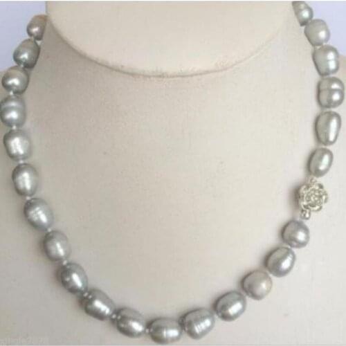 9-10mm Silver akoya freshwater cultured pearl necklace 18inch