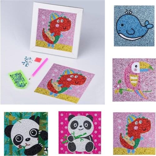 DIY Diamond Painting Crystal Drill Kid Easy Painting Cartoon Animal Pattern Diamond Embroidery Art Children Gift Without Frame