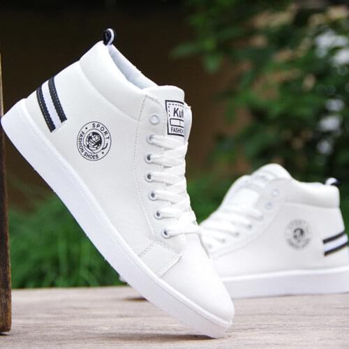 White Hight Top Leather Boots Mens Winter Warm Fur Lined Shoes Man Casual Sneaker Male Plush Shoes Travelling Boots Waterproof