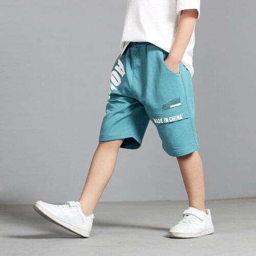 IENENS Boys Casual Bermudas Loose Shorts Kids Breathable Summer Clothes Baby Boy Cotton Letter Shorts 5-14 Years Sports Pants