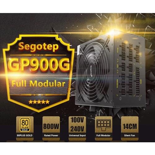 Segotep 800W GP900G Full Modular PC Computer Power Supply SLI Ready 91% Efficiency 80Plus Gold Universal AC Input 100-240V
