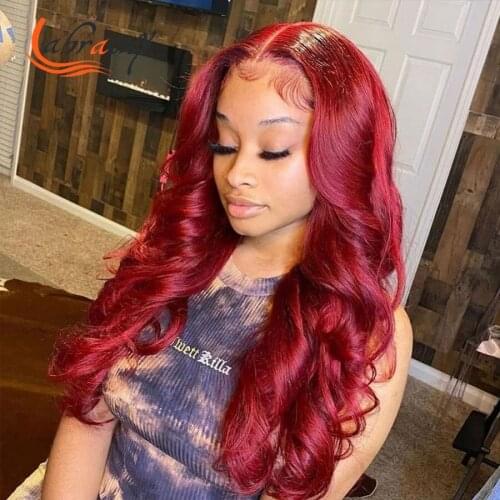 Burgundy 99J Body Wave Hd Transparent Lace Wig Full Red Wavy 13X6 Lace Frontal Human Hair Wigs Pre Plucked Baby Hair 30 Inch
