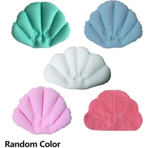 Household Inflatable Spa Bathroom Suction Cup Bath Pillow Pvc Color Shell Shaped Neck Bathtub Random Bathroom Accessories