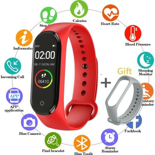 Childrens Wristwatch Fitness M4 Color Screen Smart Sport Bracelet Activity Running Tracker Heart Rate For Men Women Watch Hours