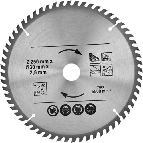 2pcs Circular Saw Blade Diameter 250mm 48T & 60T TCT Saw Disc Blade 30mm Bore