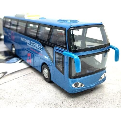1:32 high simulation alloy passenger bus model Sound and light pull back five door bus Creative display toy model