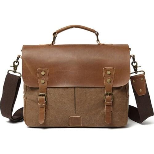 2020 Quality Unisex Man Bag Mens Messenger Laptop Leather Briefcase Bag Business Handbag Mens Canvas Shoulder Briefcase