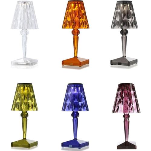Kartell Diamond Night Lights Colorful Acrylic Table Lamps Touch Sensor Battery USB Bar Lamp Bedroom Decor Atmosphere Desk Light