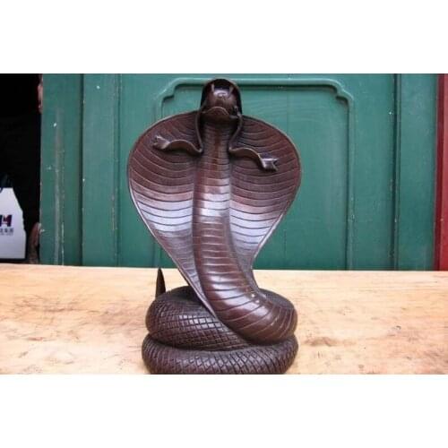 China Pure Bronze Copper made Feng Shui zodiac cobra snake Art Statue