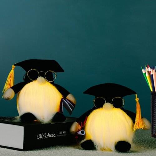 Doll Toy Kindergarten Graduation Gift Black Bachelor Hat With Lamp Faceless Rudolph Doll Toy Plush Animals Plush Gift For Kids