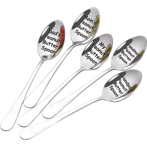 Stainless steel spoon to send relatives, friends, family, family, tableware, cake, fruit, meal spoon, parent-child gift