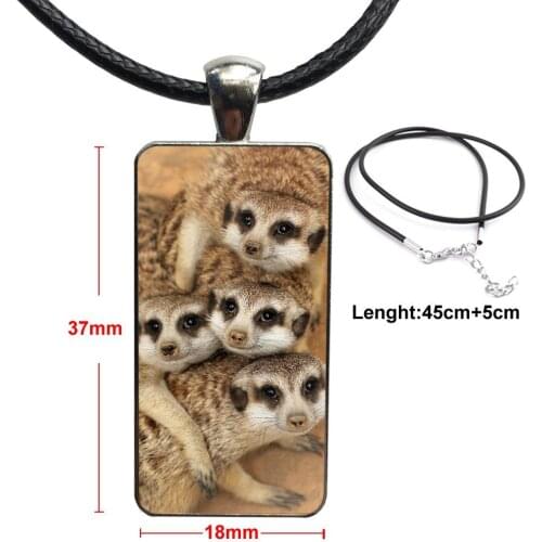 Animal Mob Of Meerkats Fashion Necklace Handmade Rectangle Shape Choker Necklace Jewelry Multi Designs For Women Girl Gift