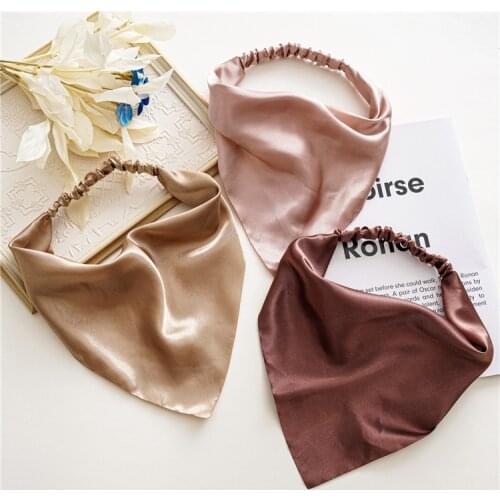 New Fashion Simple Solid Color Cloth Turban Womens Triangle Hair Band Scarf Elastic Headband Hair Accessories Headwear