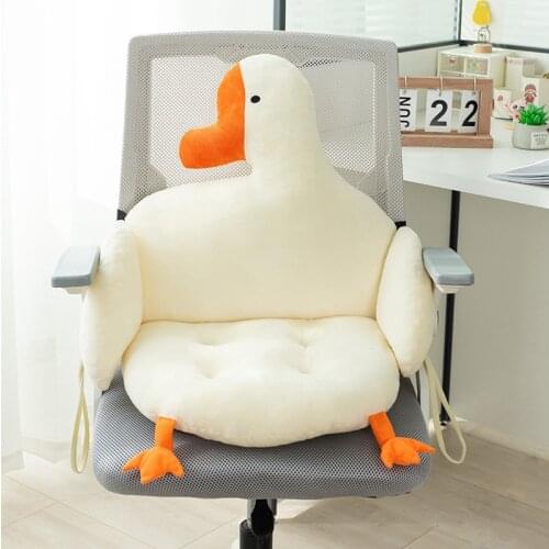 Cartoon Plush Office Chair Cushion Non-slip Lumbar Support Comfortable Sofa Cushions Goose Shape Chair Backrest Mat for Student