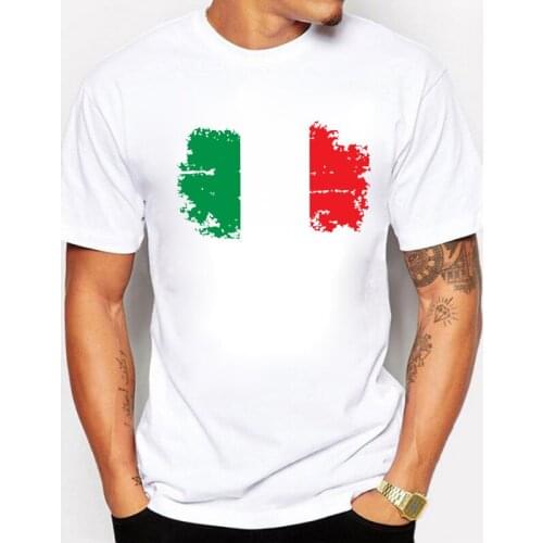 BLWHSA New European Fashion Italy National Flag Nostalgic Design Mens T-shirts Cotton Short Sleeve Men Clothing