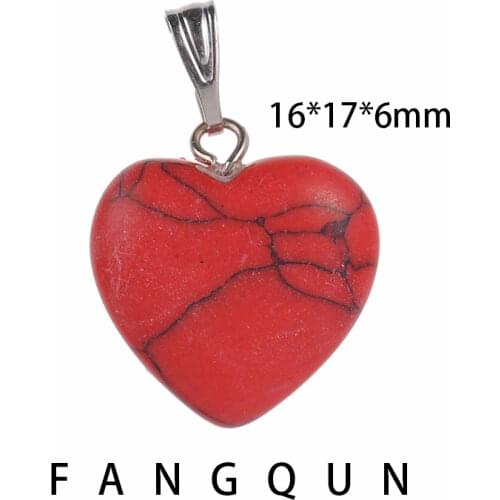 Natural Pendant Chakra Quartz Stone Cute Heart shape Pendant Gem stone DIY Necklace Charm Healing Reiki Beads For Women Jewelry