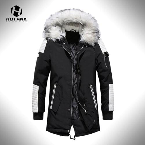 2021 New Men Winter Jacket Parkas Fur Collar Coat Fashion Thicken Cotton Warm Fleece Liner Jackets Mens Patchwork Casual Coat