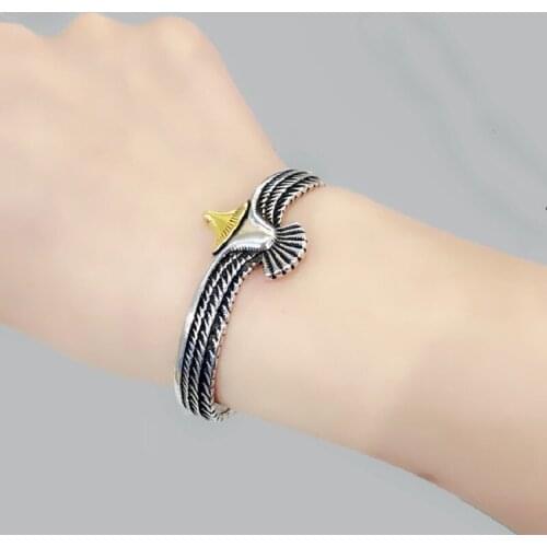 New Retro Eagle Bracelet Men and Women Domineering Creative Distressed Feather Open Bracelet Jewelry