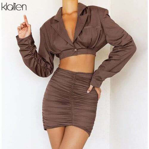 KLALIEN Fashion Sexy Casual Solid Slim Long Sleeve V Neck Short Coat For Women Autumn New Streetwear Y2K Wild Office Lady Jacket