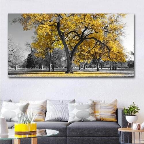 Landscape Wall Painting Home Decor Canvas Painting Wall Art Print Art Yellow Tree Living Room Decor Pictures Print No Frame