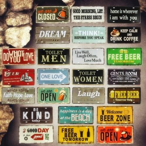 Beer Zone Shabby Chic Motorcycle Metal Painting Vintage Car License Plate Bar Pub Home Wall Decor Metal Doorplate 30x15cm MN1